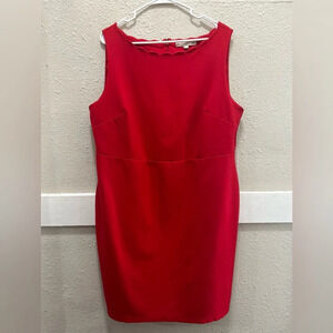 LOFT Red Sleeveless Sheath Dress